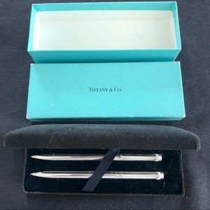 Tiffany silver pen set, 1 ballpoint, 1 mechanical lead. Pens work.